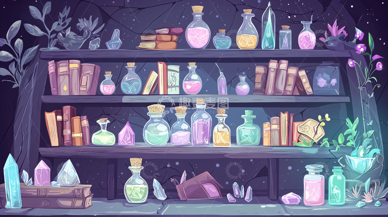 高清大图下载【趣麦麦图】魔法药剂师的药剂架