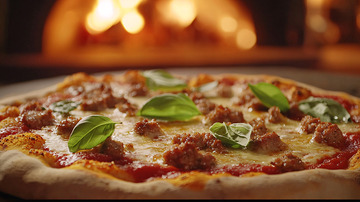 烤箱里美味的意式披萨