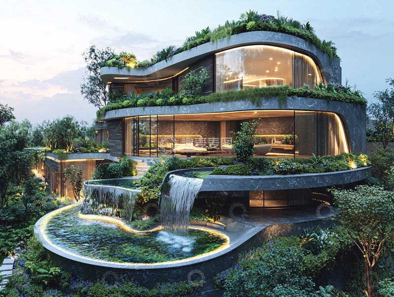 高清大图下载【趣麦麦图】现代生态别墅