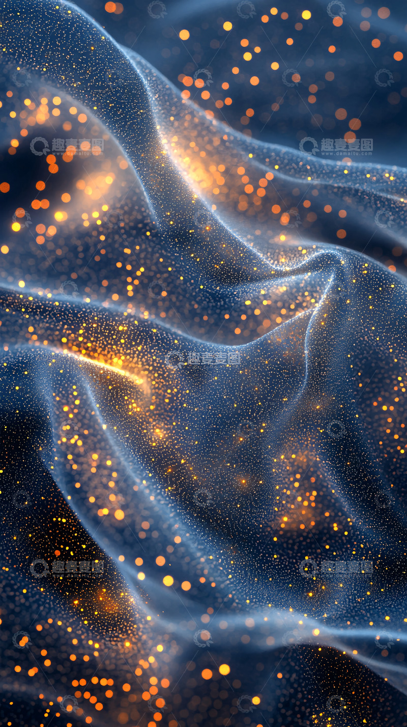 高清大图下载【趣麦麦图】蓝色粒子波浪1