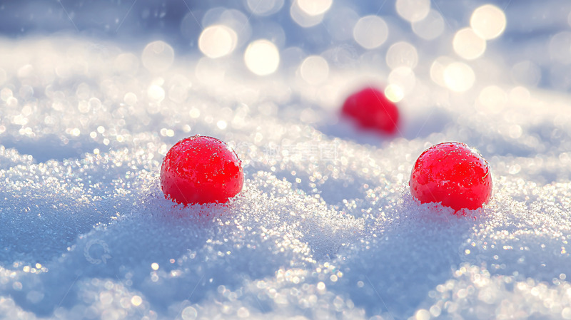 高清大图下载【趣麦麦图】雪地里的红色果实