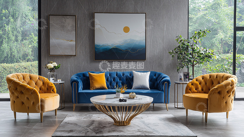 高清大图下载【趣麦麦图】轻奢现代客厅家具组合