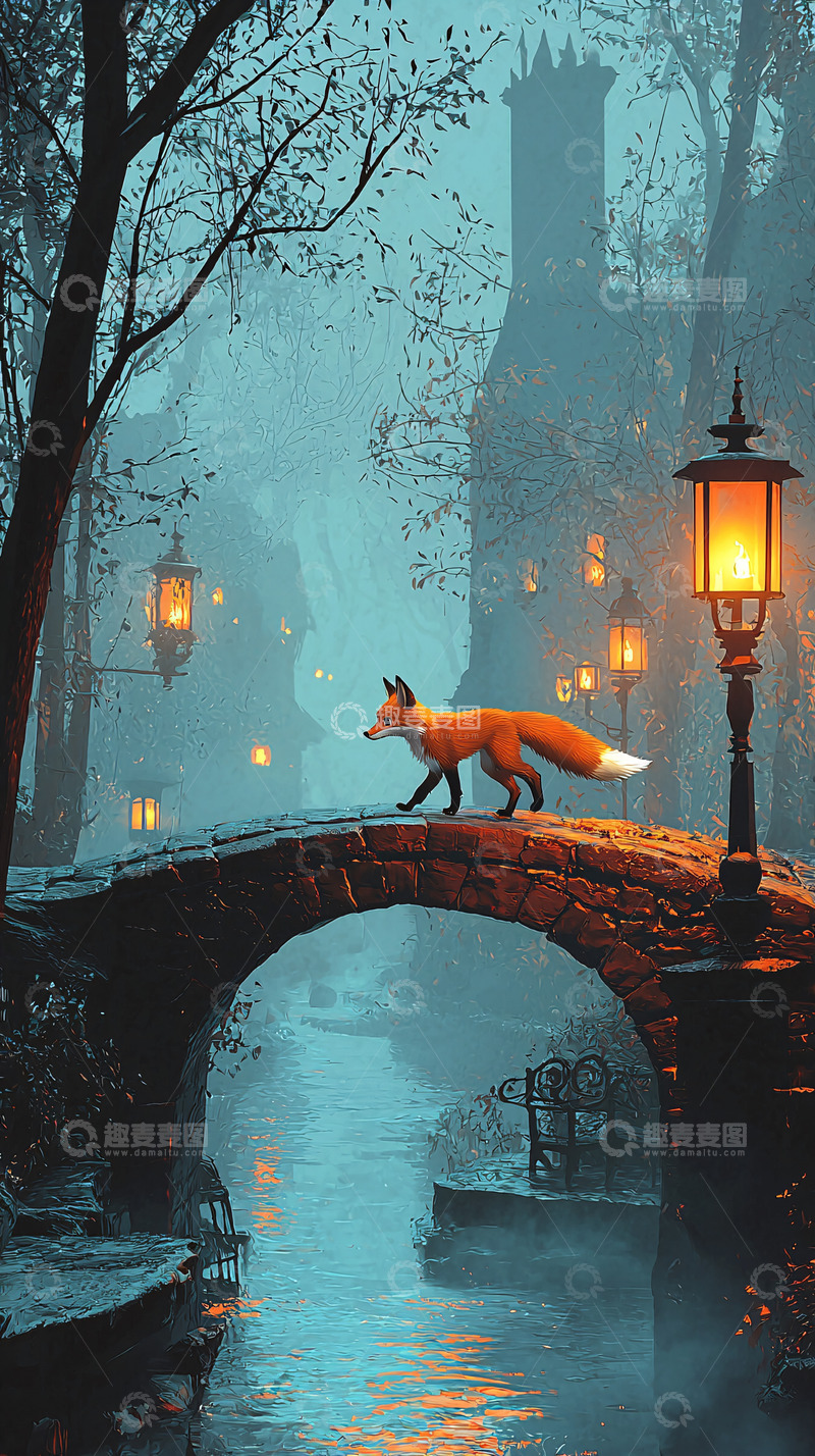 高清大图下载【趣麦麦图】雾气弥漫的童话小桥