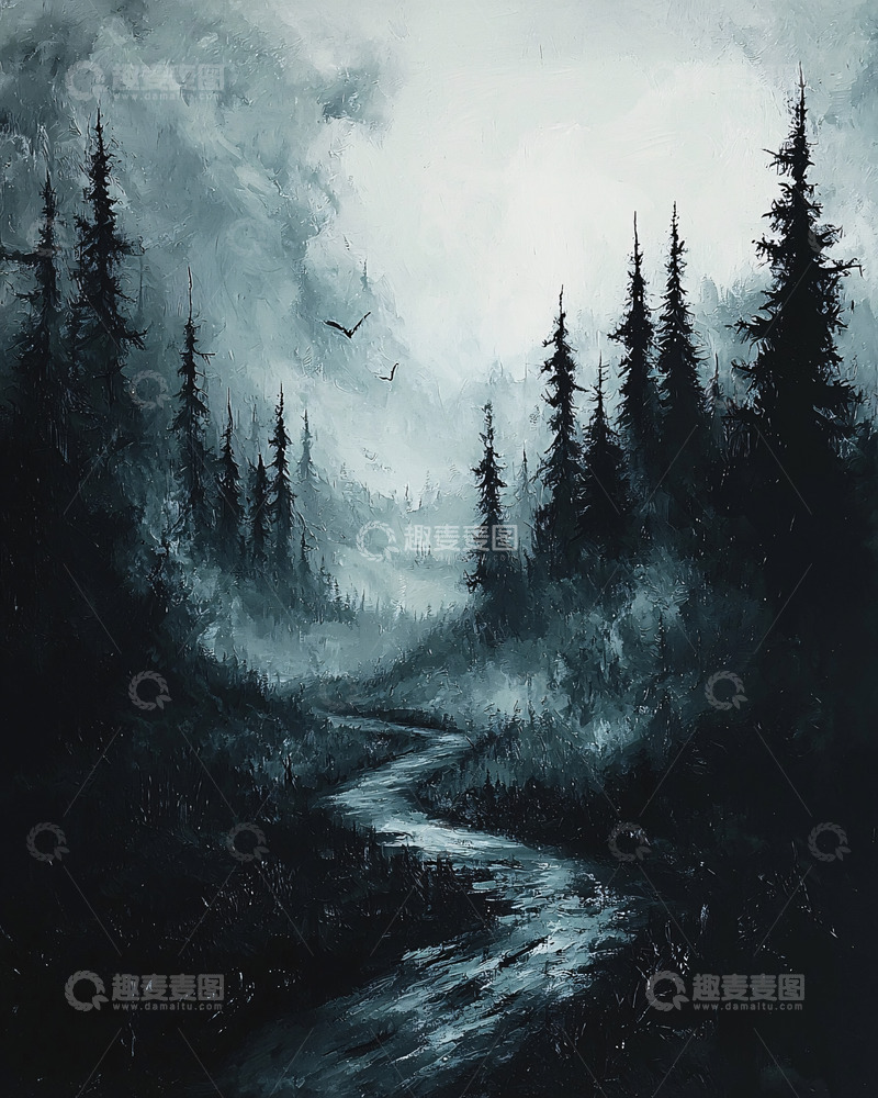 高清大图下载【趣麦麦图】水墨画森林