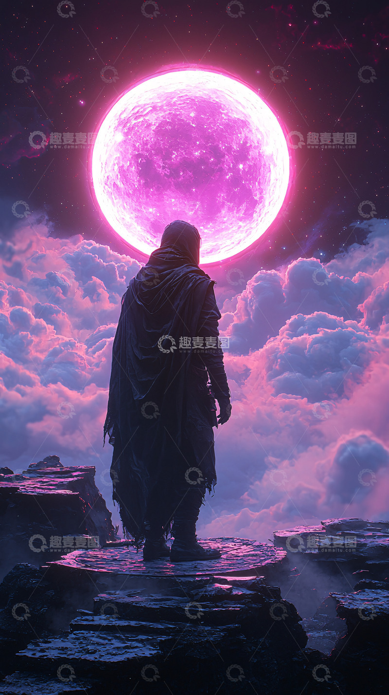 高清大图下载【趣麦麦图】粉色月亮