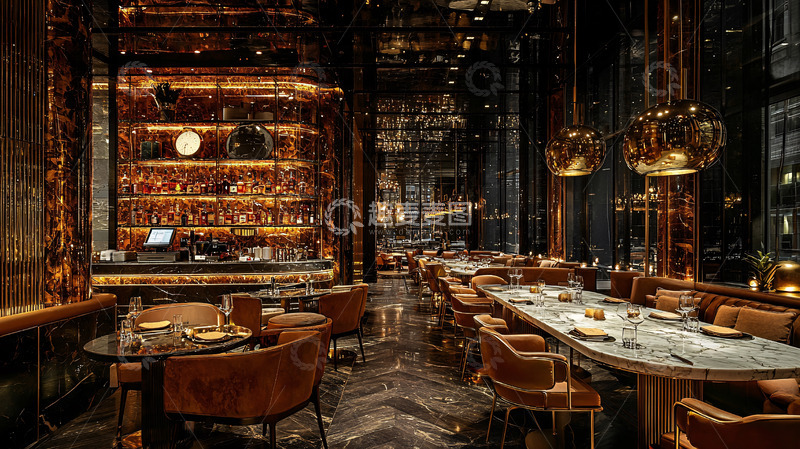 高清大图下载【趣麦麦图】奢华酒吧餐厅内景