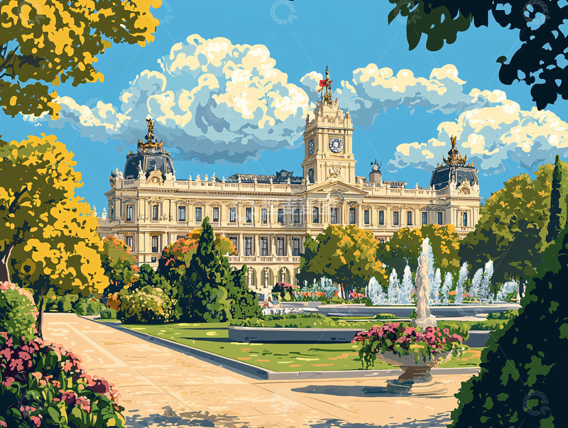 高清大图下载【趣麦麦图】秋日宫殿花园景色