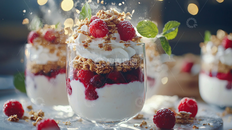高清大图下载【趣麦麦图】美味水果燕麦酸奶杯