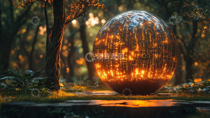 高清大图下载【趣麦麦图】森林中发光的球体