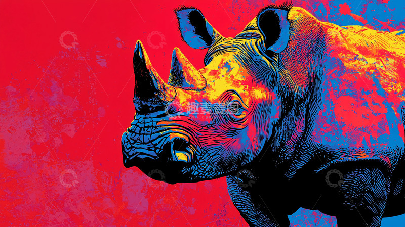 高清大图下载【趣麦麦图】彩色犀牛