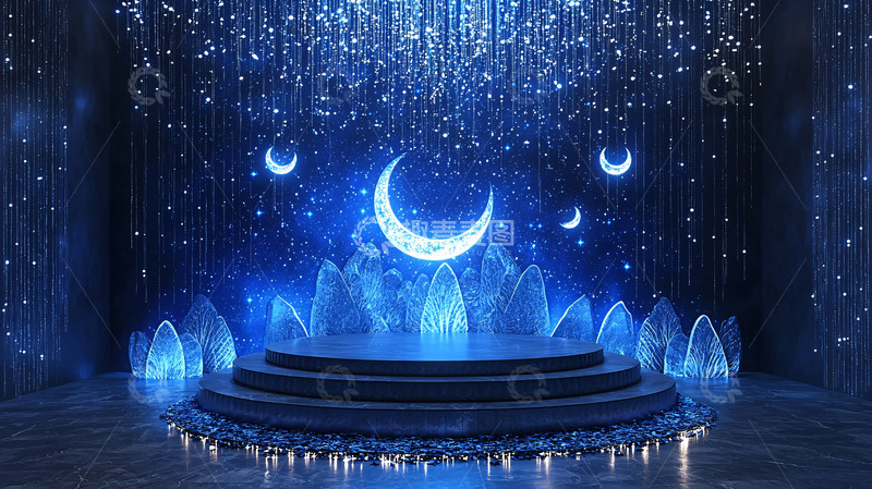 高清大图下载【趣麦麦图】蓝色梦幻舞台背景