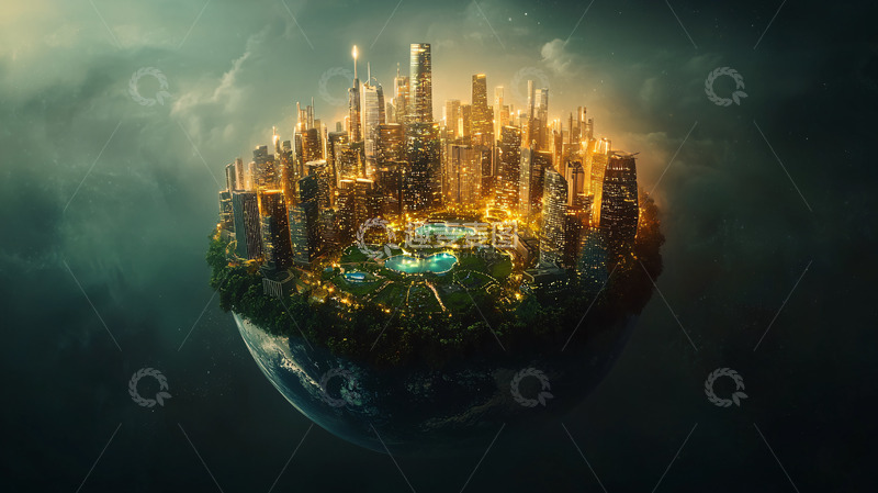 高清大图下载【趣麦麦图】漂浮的未来都市