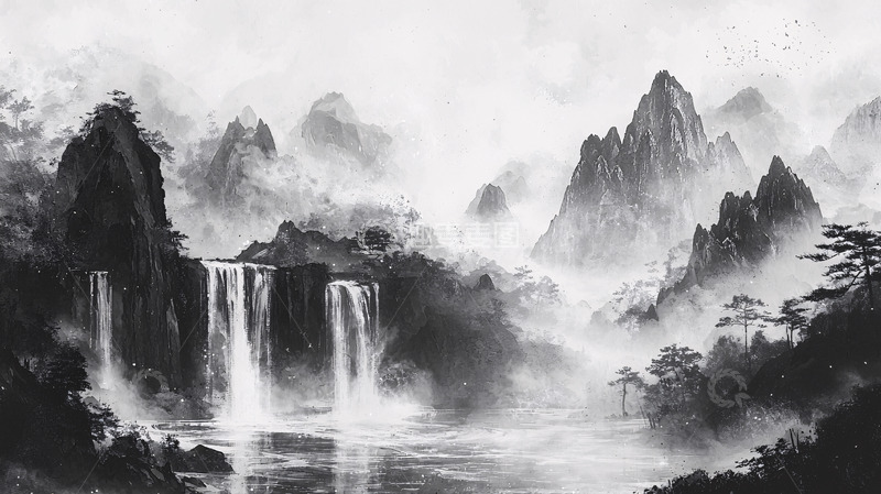 高清大图下载【趣麦麦图】水墨山水画4