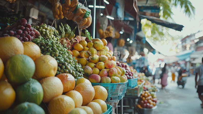 高清大图下载【趣麦麦图】热带水果市场摊位