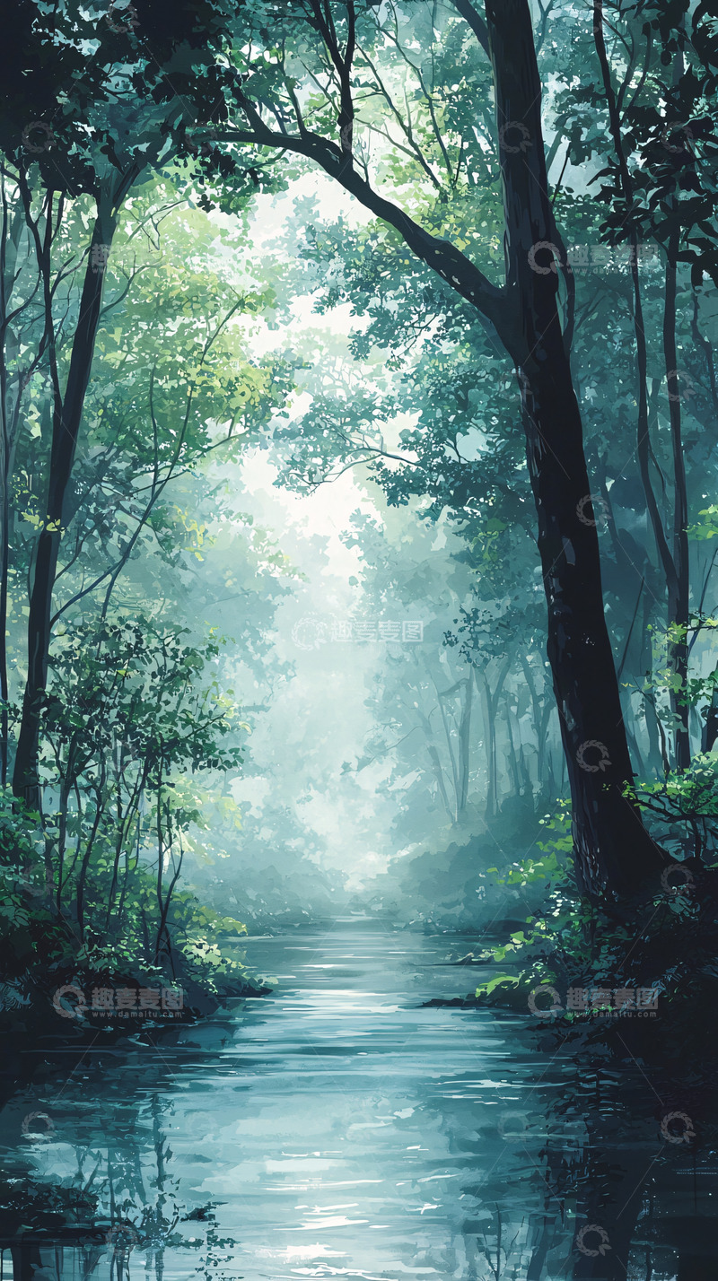 高清大图下载【趣麦麦图】森林小溪