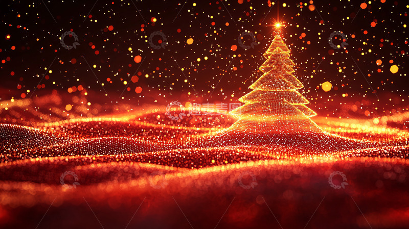 高清大图下载【趣麦麦图】金色圣诞树