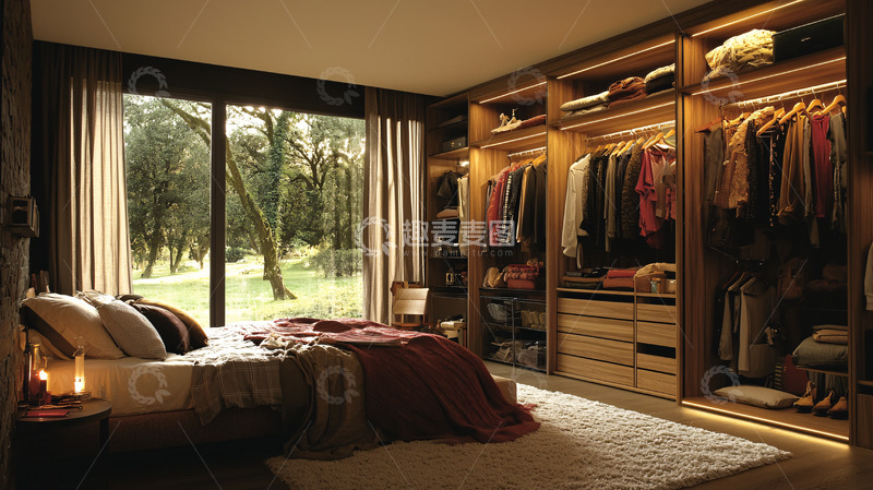 高清大图下载【趣麦麦图】卧室大衣柜落地窗