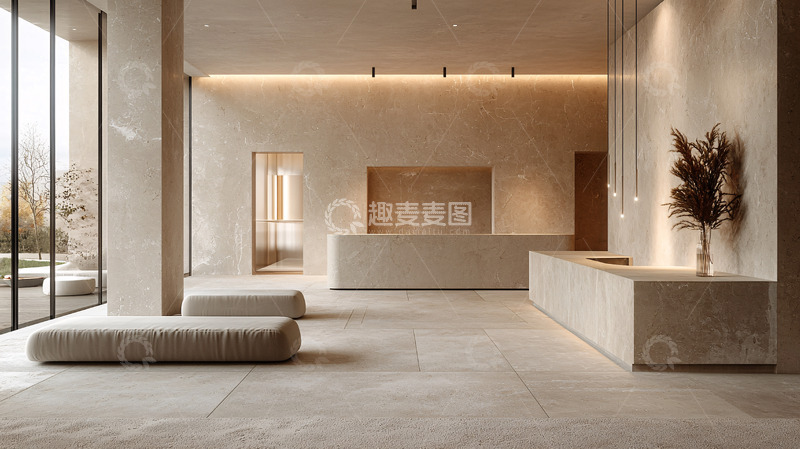 高清大图下载【趣麦麦图】极简风大理石接待大厅