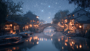 夜晚古镇