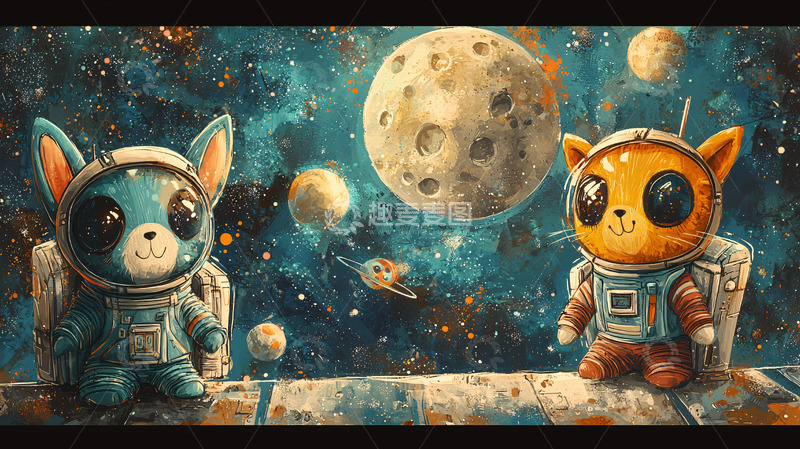 高清大图下载【趣麦麦图】太空猫宇航员
