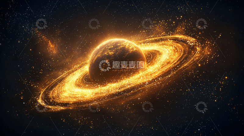 高清大图下载【趣麦麦图】发光环绕行星