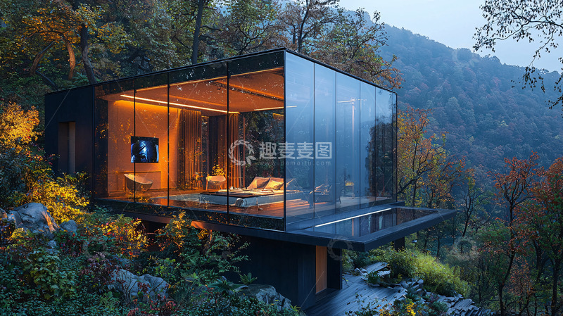 高清大图下载【趣麦麦图】山林玻璃屋