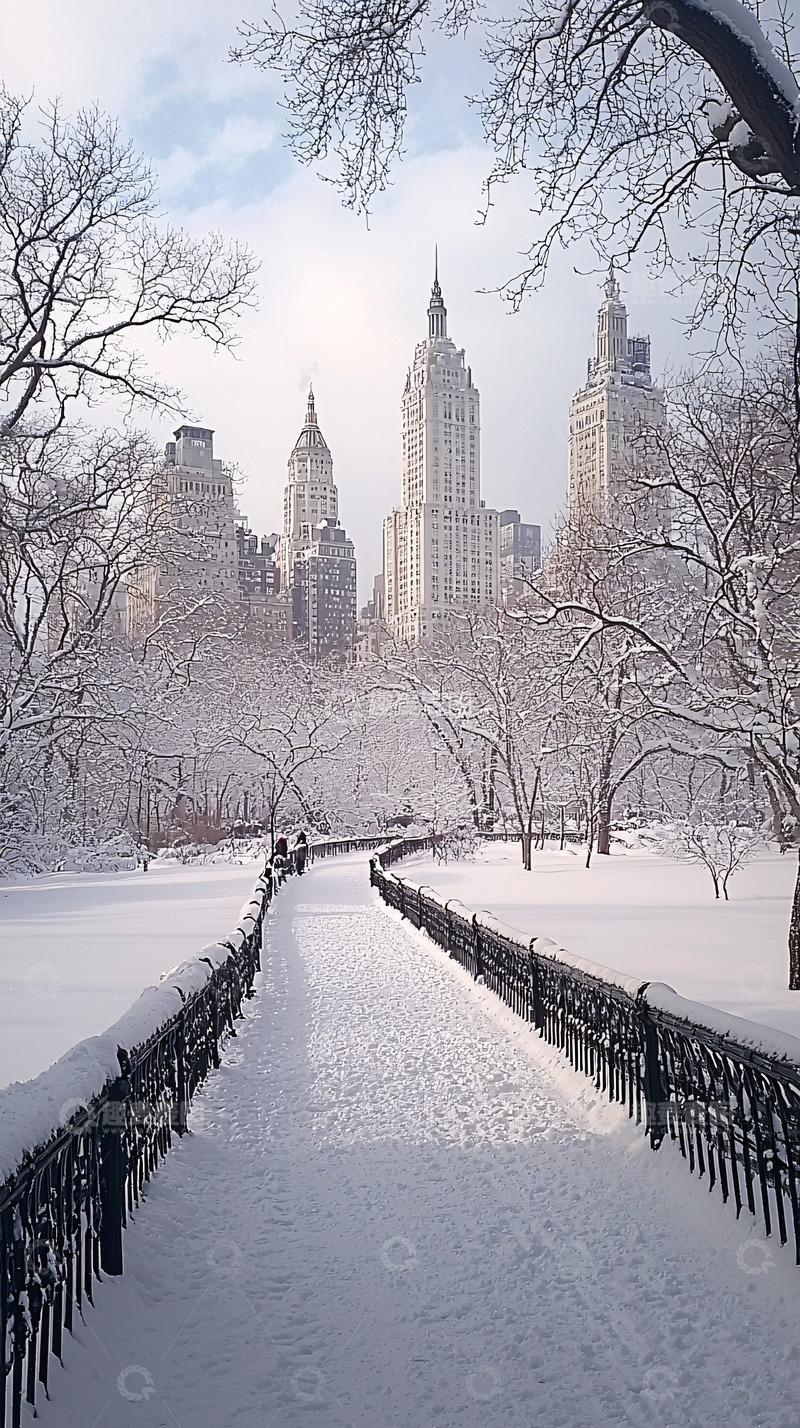 高清大图下载【趣麦麦图】纽约中央公园雪景