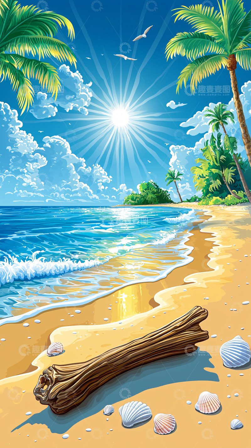 高清大图下载【趣麦麦图】阳光明媚的热带海滩