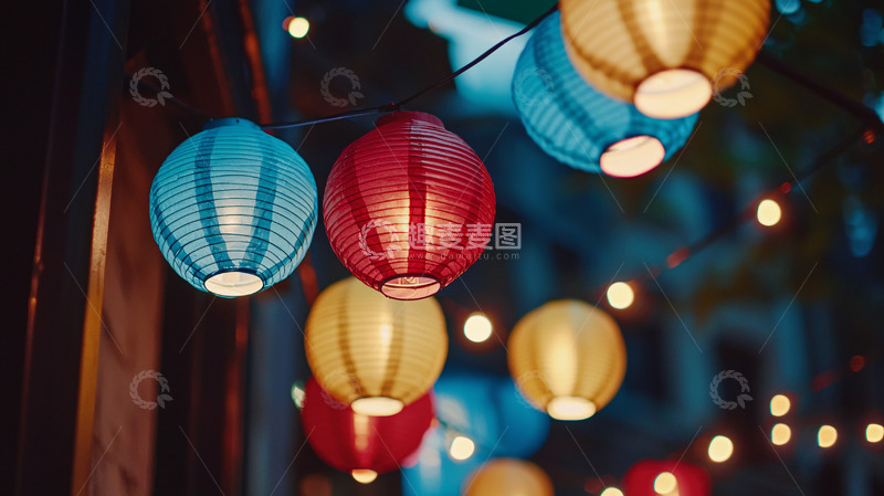 高清大图下载【趣麦麦图】彩色灯笼夜景