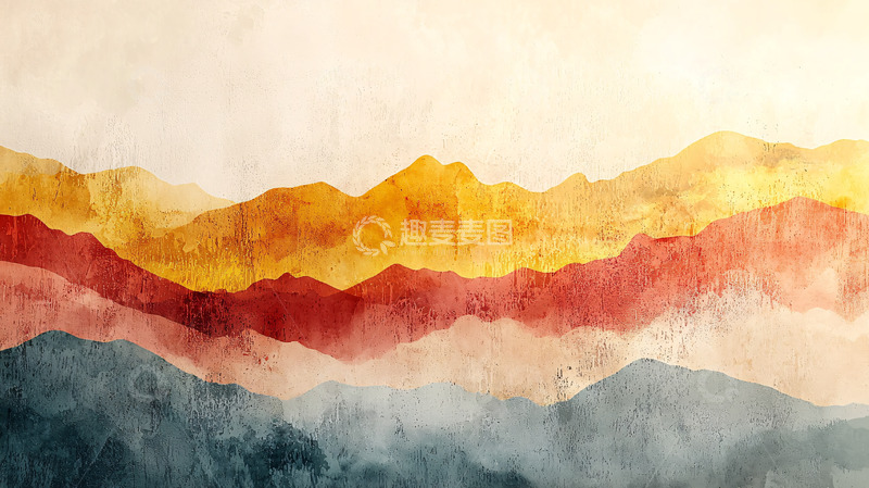 高清大图下载【趣麦麦图】水彩山脉