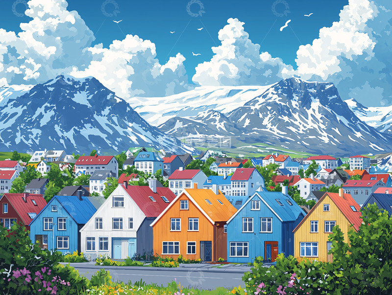 高清大图下载【趣麦麦图】彩色小镇