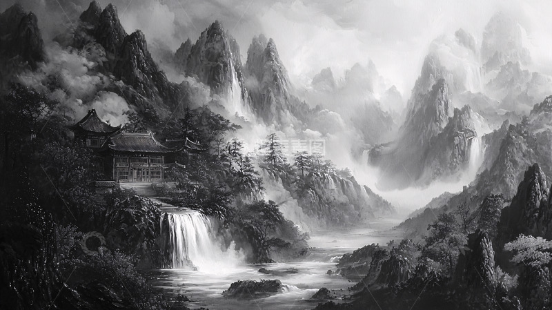 高清大图下载【趣麦麦图】水墨山水画6