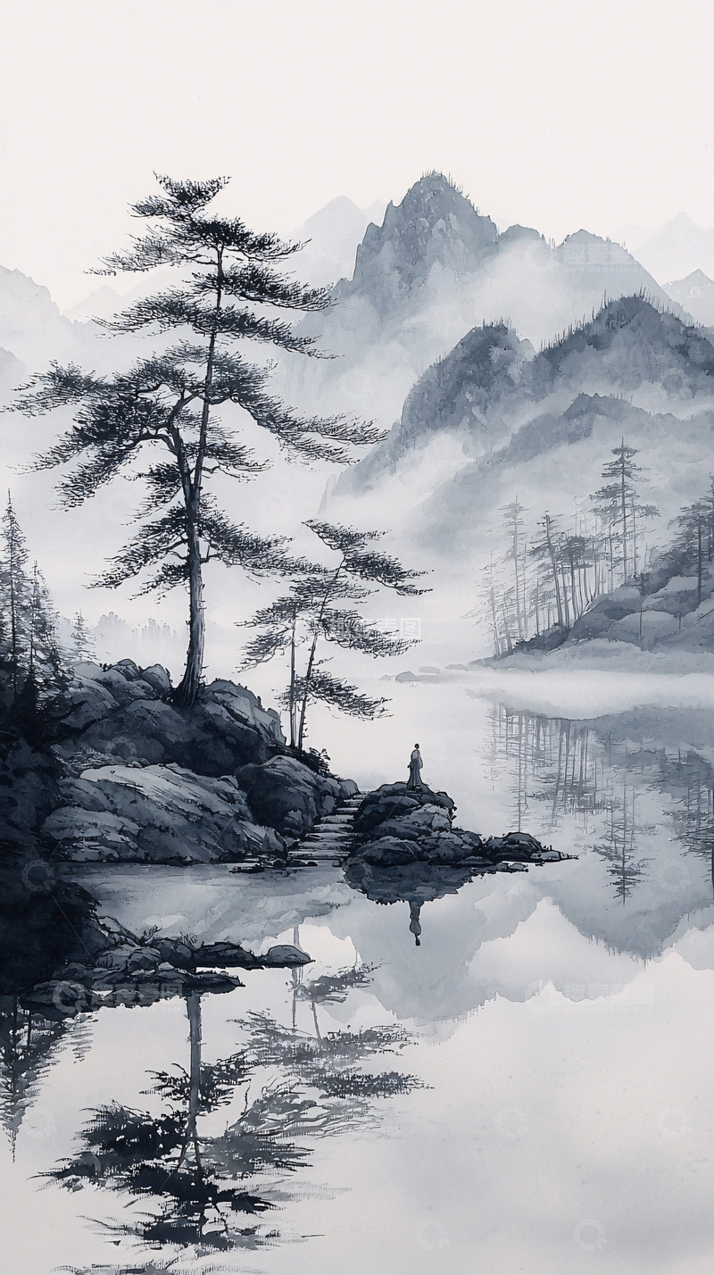 高清大图下载【趣麦麦图】水墨山水画5