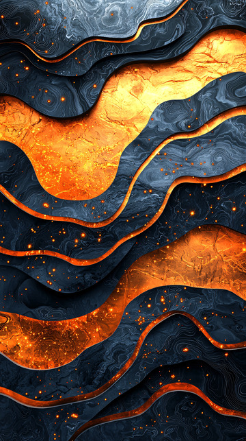 金色与深蓝色流体抽象