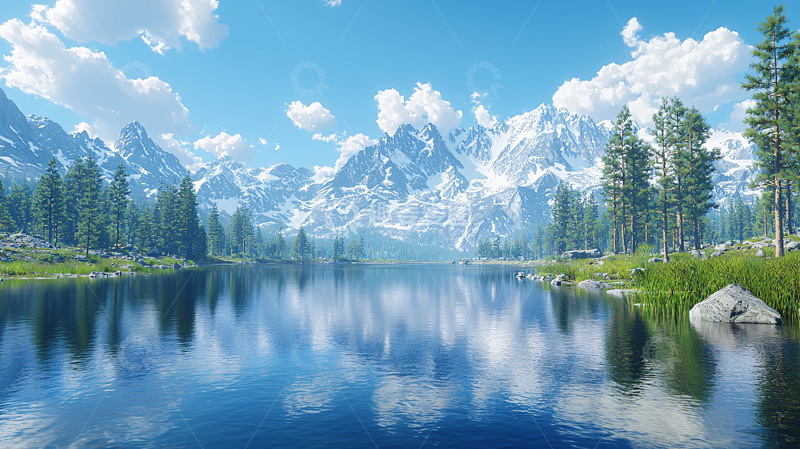 高清大图下载【趣麦麦图】雪山湖泊风景