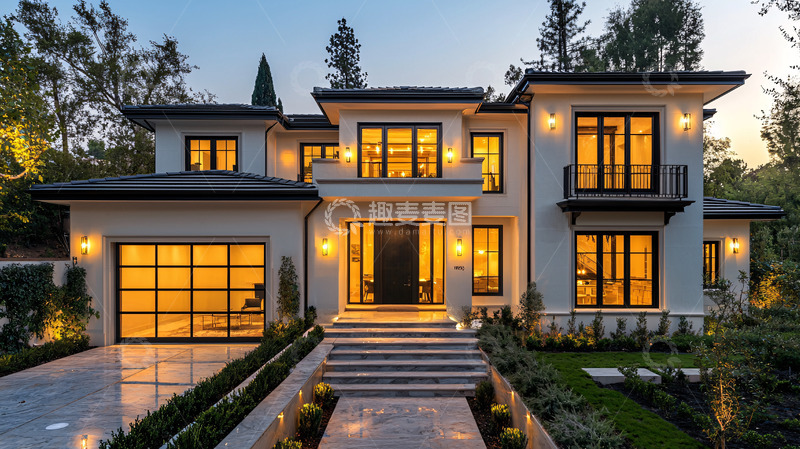 高清大图下载【趣麦麦图】现代风格别墅夜景