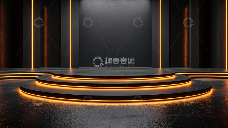 高清大图下载【趣麦麦图】黑色舞台金色灯光效果