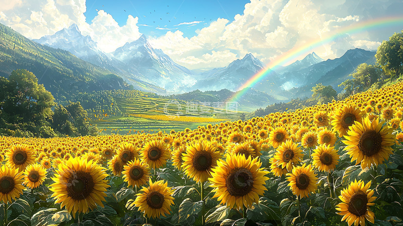 高清大图下载【趣麦麦图】向日葵花海