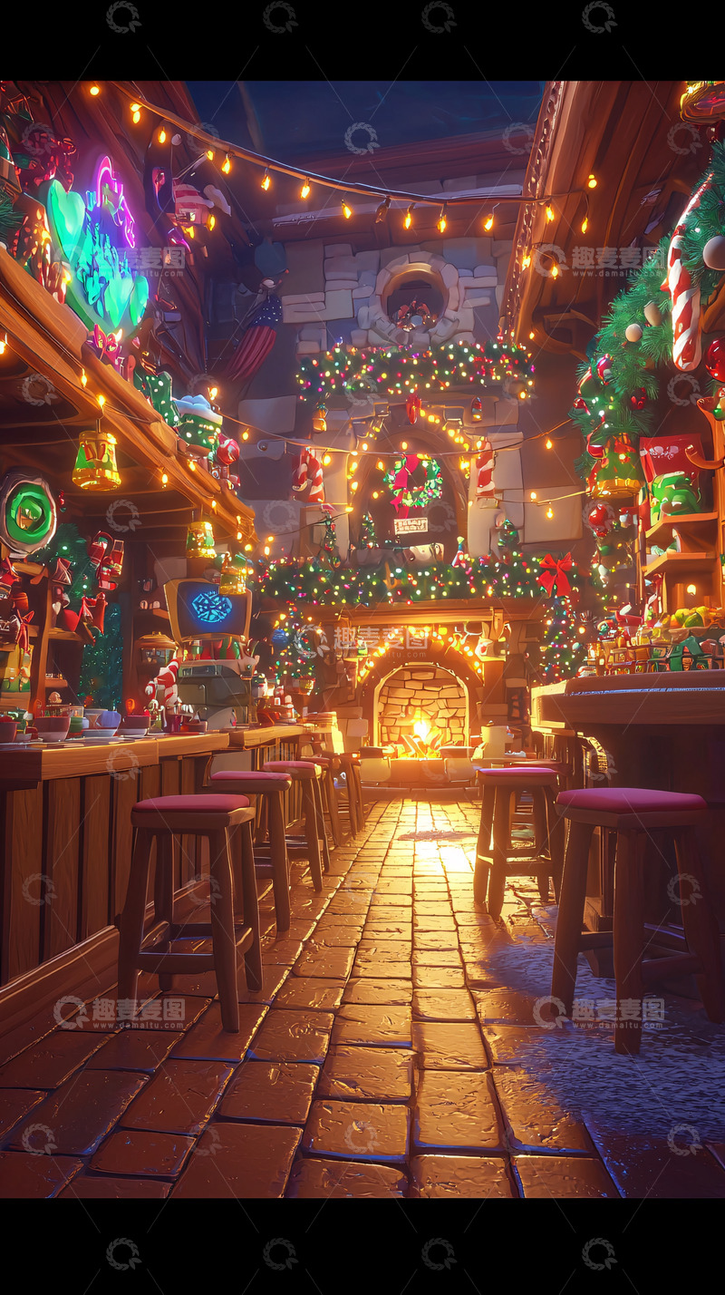 高清大图下载【趣麦麦图】圣诞集市夜景