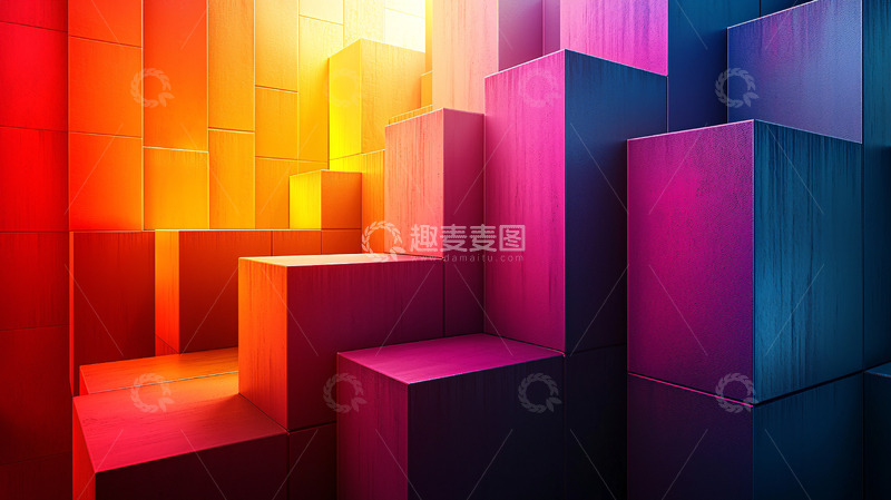 高清大图下载【趣麦麦图】彩色方块组成的阶梯