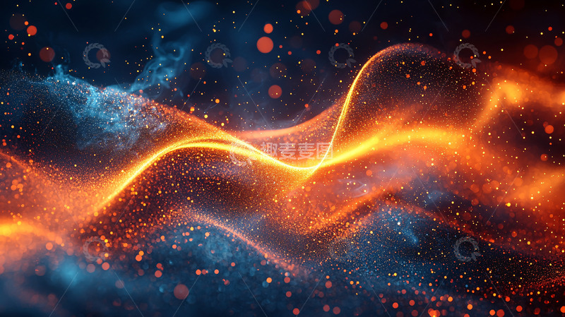 高清大图下载【趣麦麦图】金色与蓝色交织的波浪
