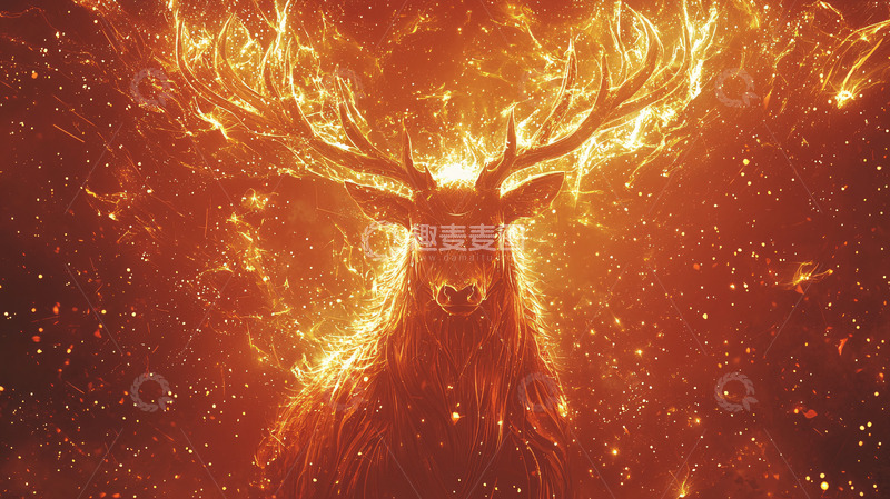 高清大图下载【趣麦麦图】火焰鹿