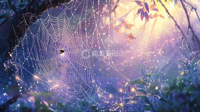 高清大图下载【趣麦麦图】梦幻森林蛛网