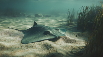 海底沙地上的灰鳐鱼