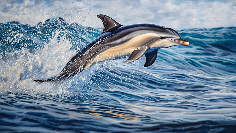 高清大图下载【趣麦麦图】海豚跃出海面