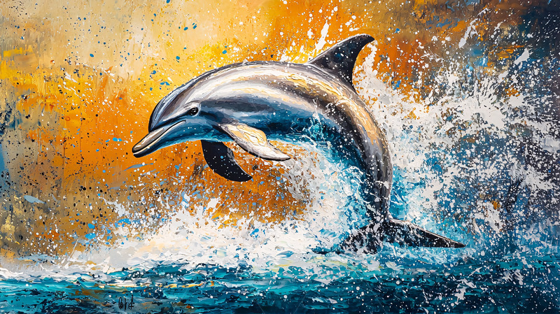 高清大图下载【趣麦麦图】跳跃的灰海豚