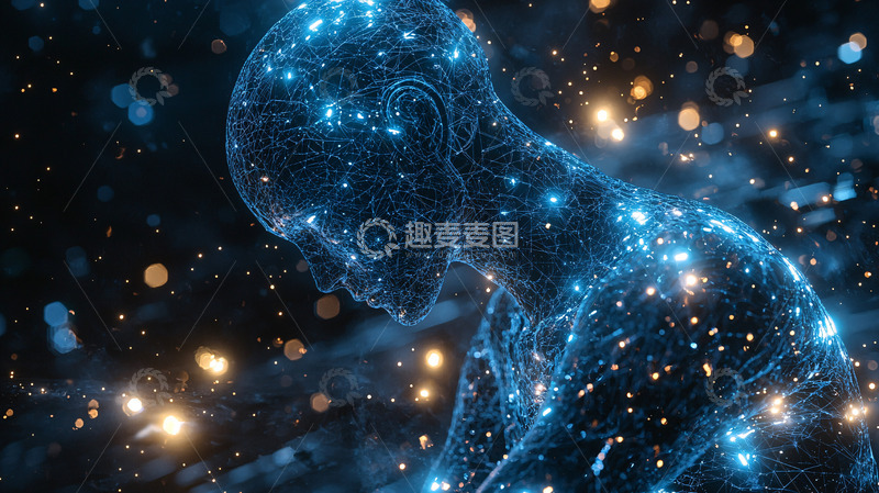 高清大图下载【趣麦麦图】蓝色星光勾勒的人体