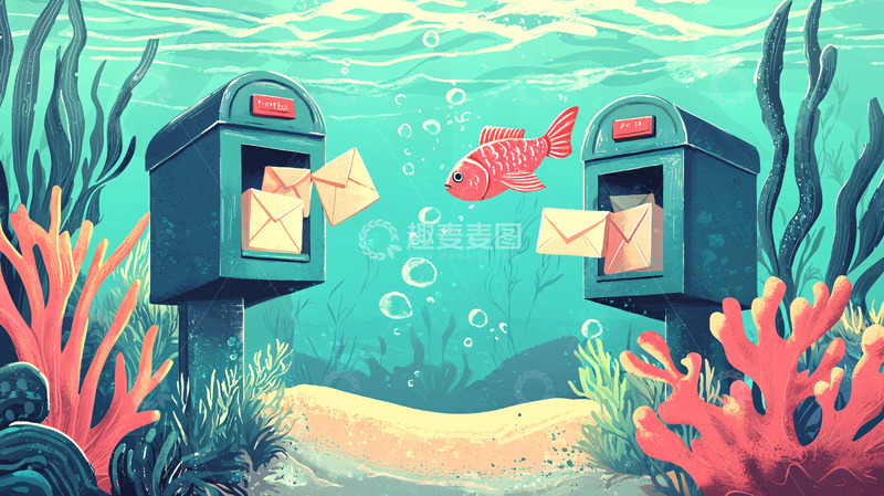 高清大图下载【趣麦麦图】海底邮筒
