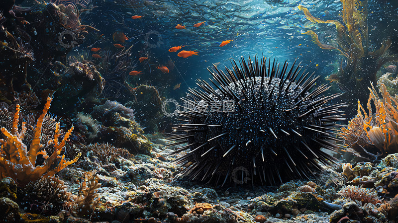 高清大图下载【趣麦麦图】海底黑色海胆