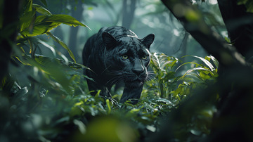 黑豹在丛林中穿行